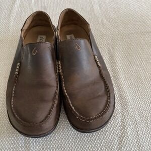 Olukai Moloa Men's Slip-on Shoes 11. 5 Brown Leather Loafers Slippers J